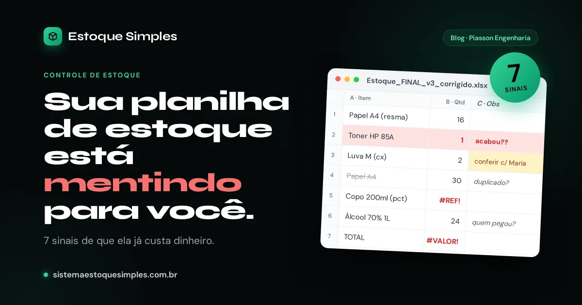 Sua planilha de estoque está mentindo para você: 7 sinais de que ela já custa dinheiro